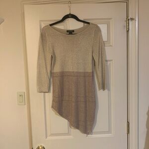 White House Black Market Gold/Tan Lurex Angled Sweater sz M